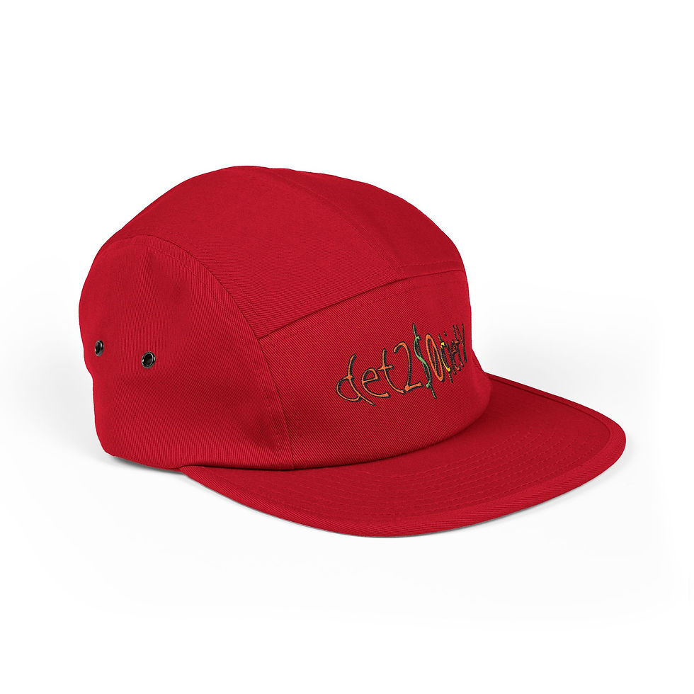 Thumbnail: DET2SOCIETY DOSH MOTLEY Embroidered 5-Panel Cap — Casual Streetwear Hat