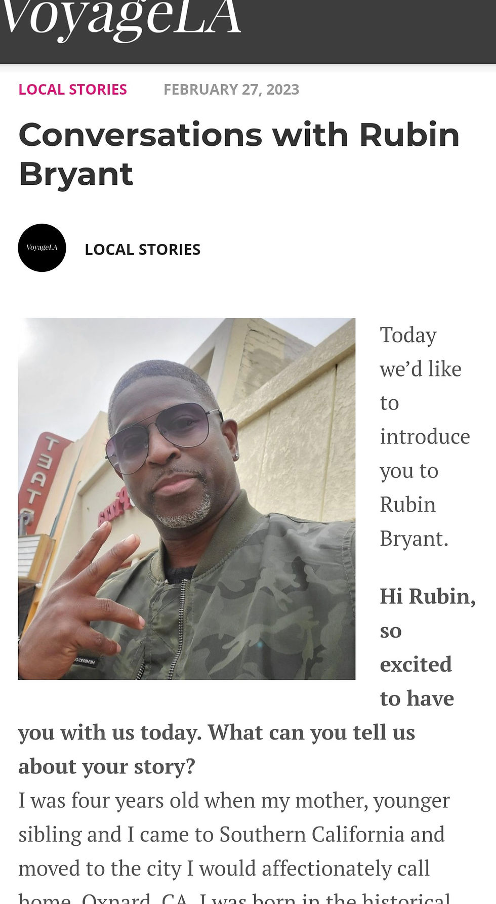 Rubin Bryant Voyage LA Article