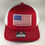 Thumbnail: Richardson 112 American Flag 6 Panel Adjustable Snapback Trucker Mesh Hat, Rich