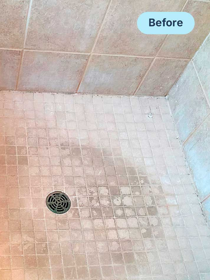 Before bathroom tile and grout cleaning in NYC
