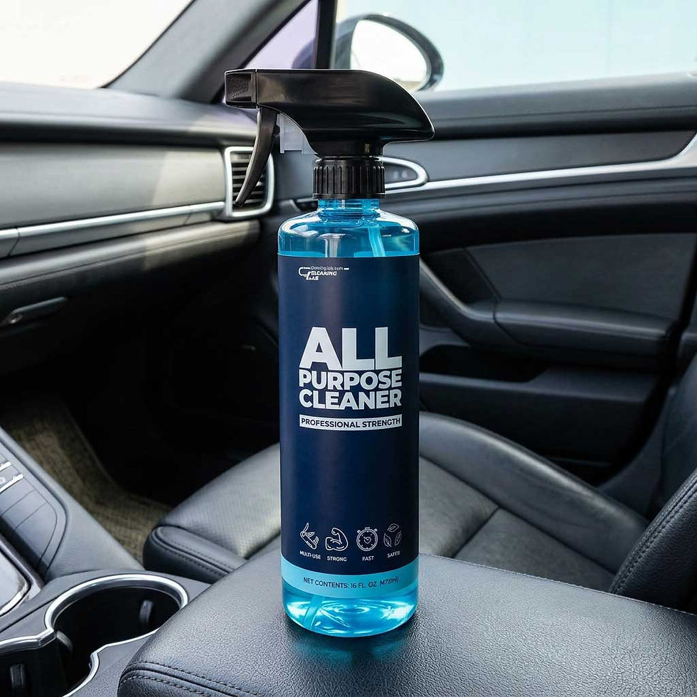 All Purpose Cleaner bottle in a car interior