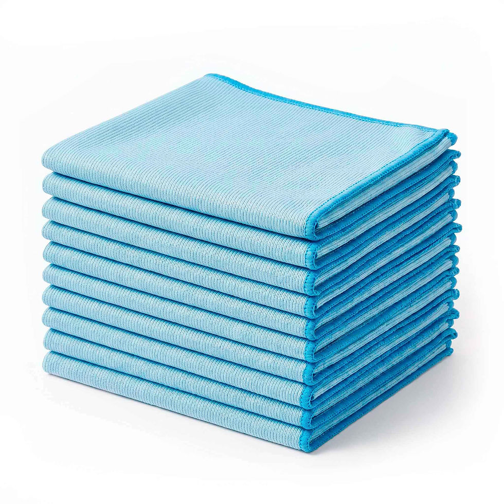 Stack of 10 blue professional microfiber cloths 12x12 inch — Cleaning LAB 10-pack
