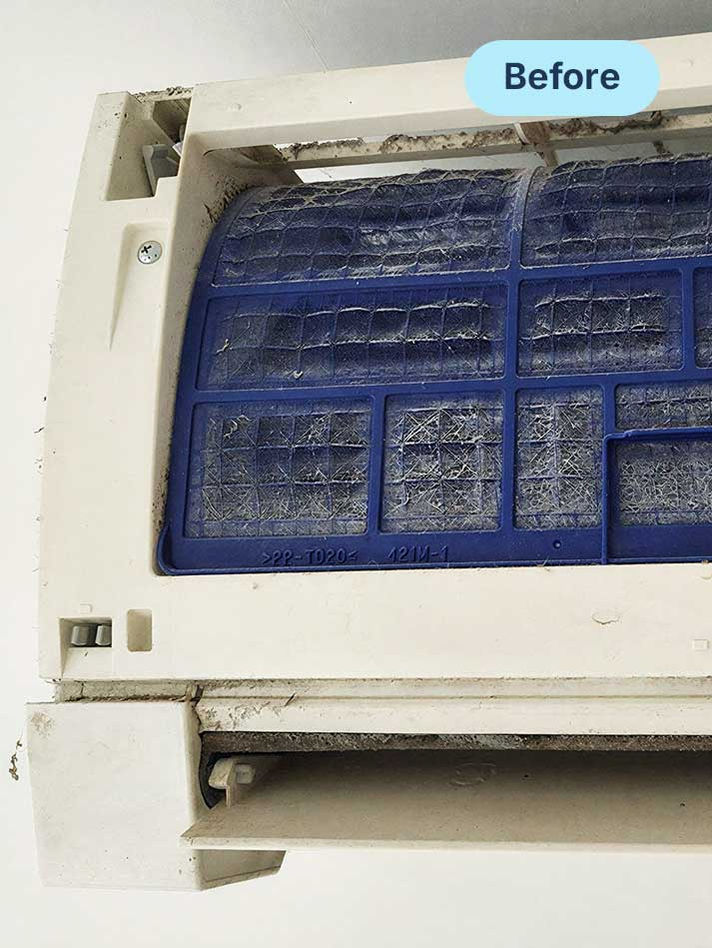 Before ductless AC cleaning in NYC