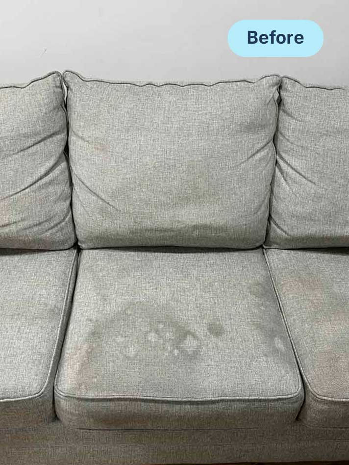 Before deep couch cleaning in NY