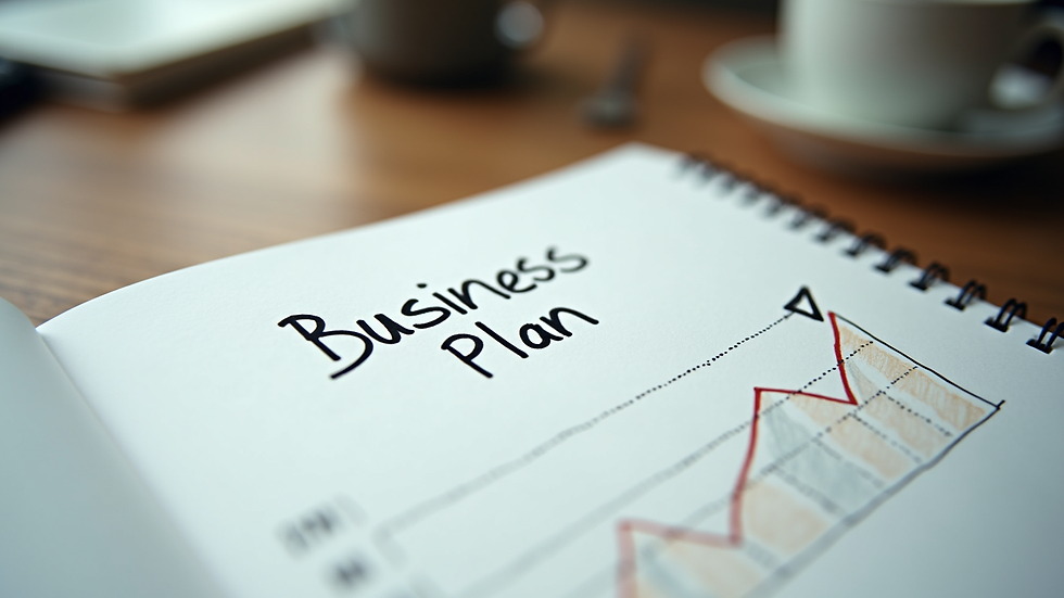 Close-up view of a notebook with a handwritten business growth plan