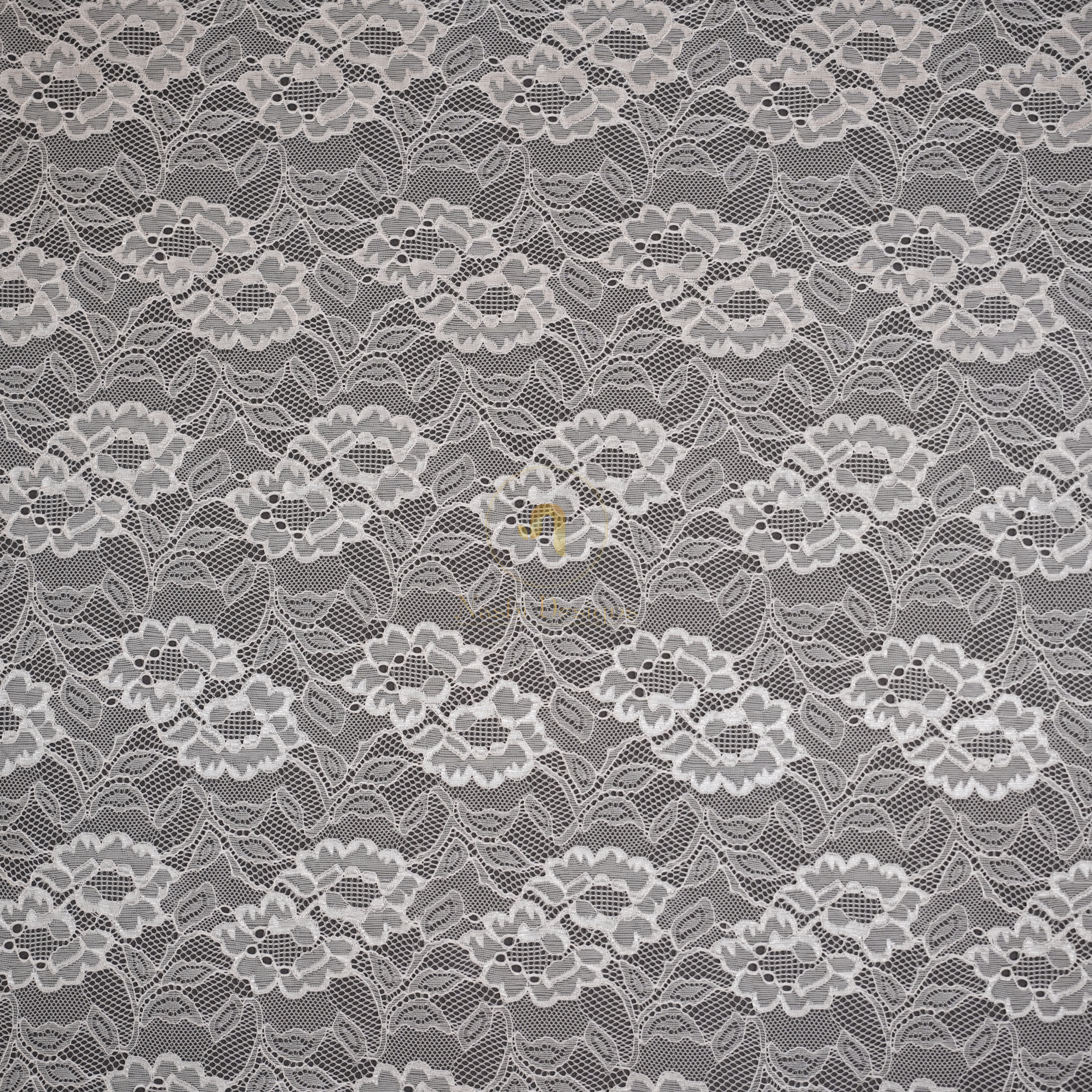Allover Scalloped Blossom Garland Heavy Lace Non-Dyeable Nylon Dress Fabric