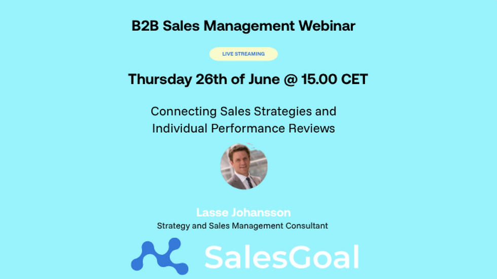 Webinar : B2B Sales Performance Management by Lasse Johansson