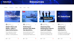 Salesgoal Resource page with all the whitepaper