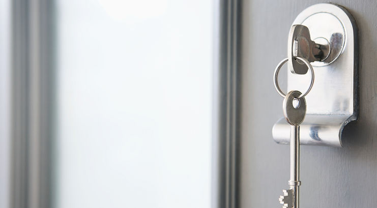 Key inserted into a modern door lock- Pro Key Locksmith Inc provides 24/7 commercial locksmith and rekeying services across Los Angeles.