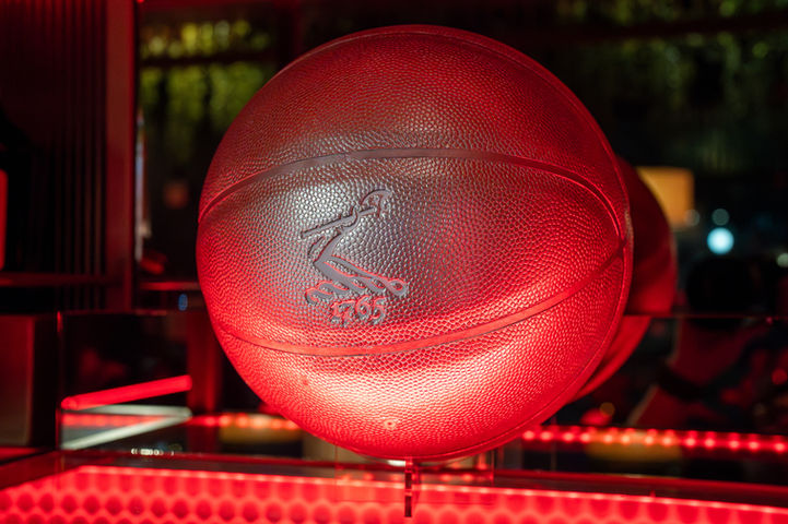 Basketball displayed as part of the Hennessy NBA All-Star event décor