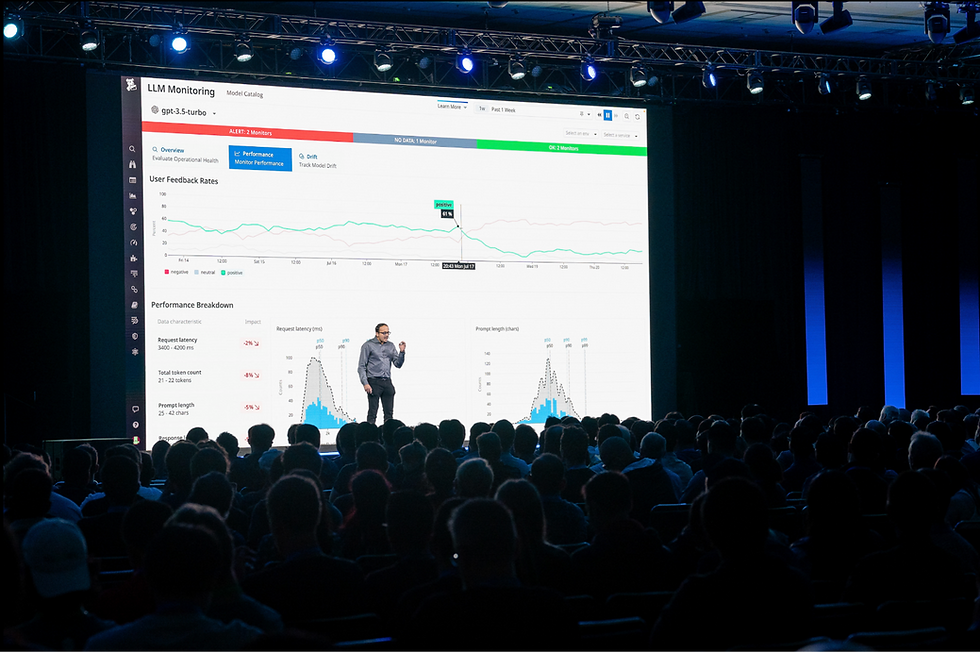 Conference keynote presentation at Moscone Center in San Francisco