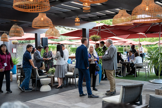 Guests networking and engaging during a corporate event, HSBC at Rosewood Sand Hill, Menlo Park