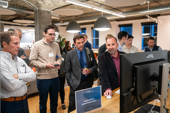 Guests networking and engaging during a corporate event in San Francisco
