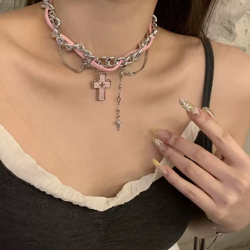 Thumbnail: Y2K Choker Necklace with Cross Pendant