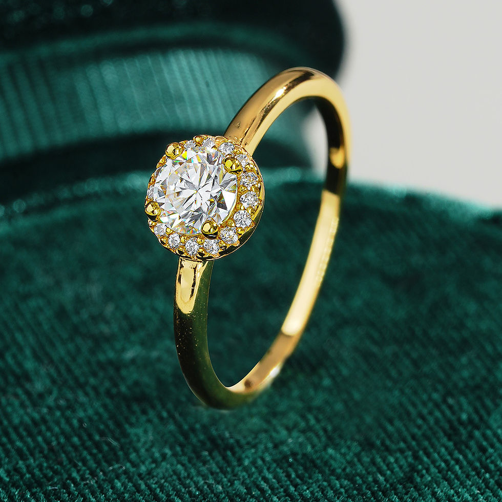 Thumbnail: Round Moissanite Silver Ring - Gold Plated