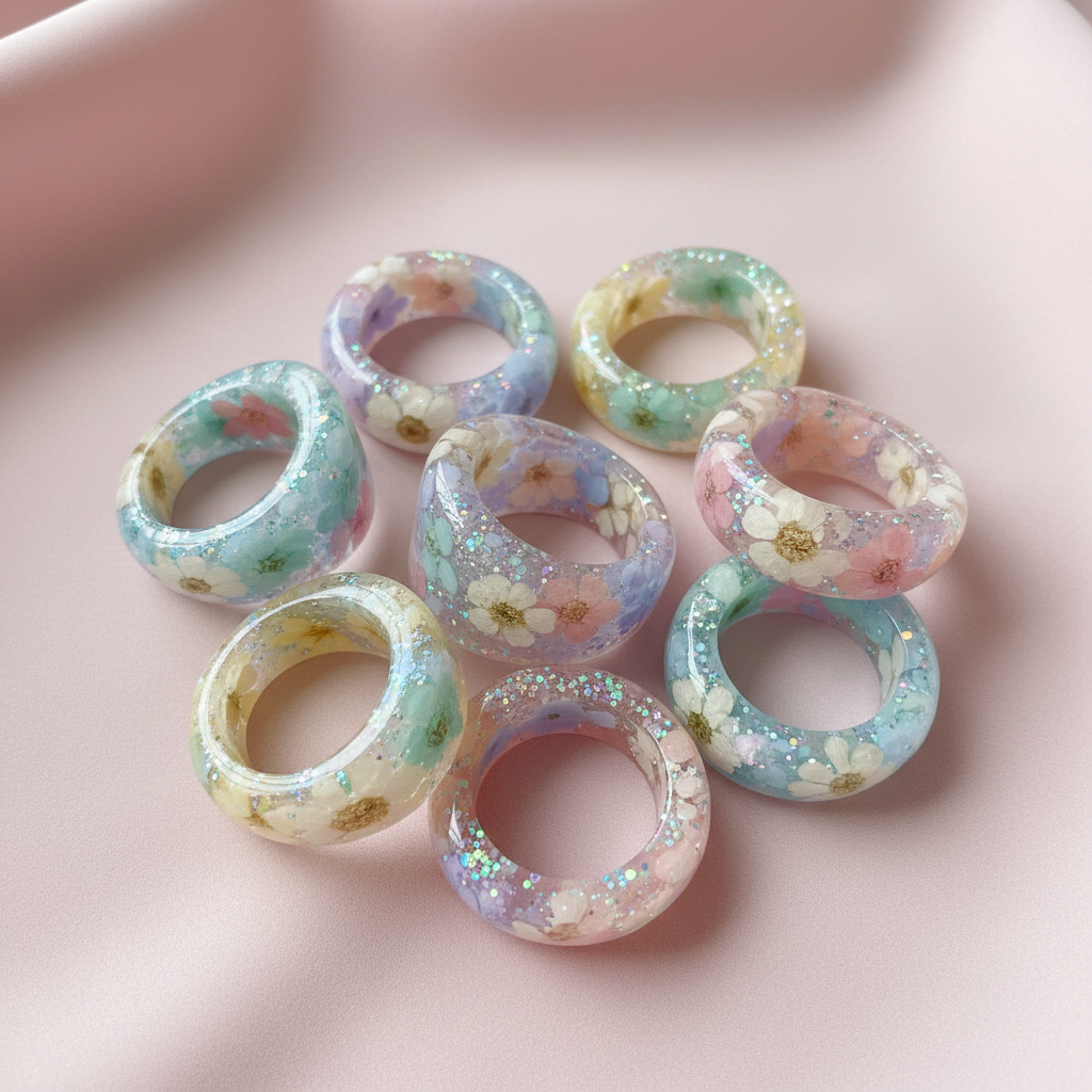 Chunky Resin Ring Set