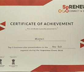inSpreneur (India - Singapore Entrepreneurship Bridge 2018), Top 3 Business Plan in New Tech