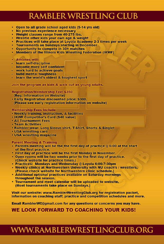 Wrestling Season is here Parent Coach meeting next week!