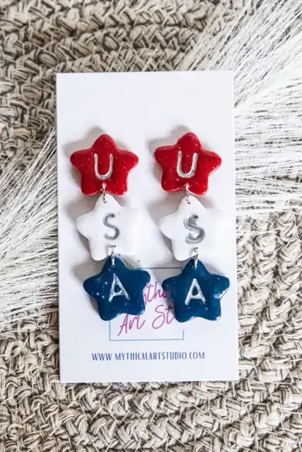 USA Star Drop Dangles