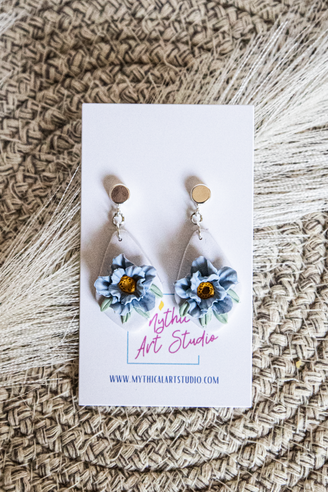 Frosted Bloom Drop Earrings