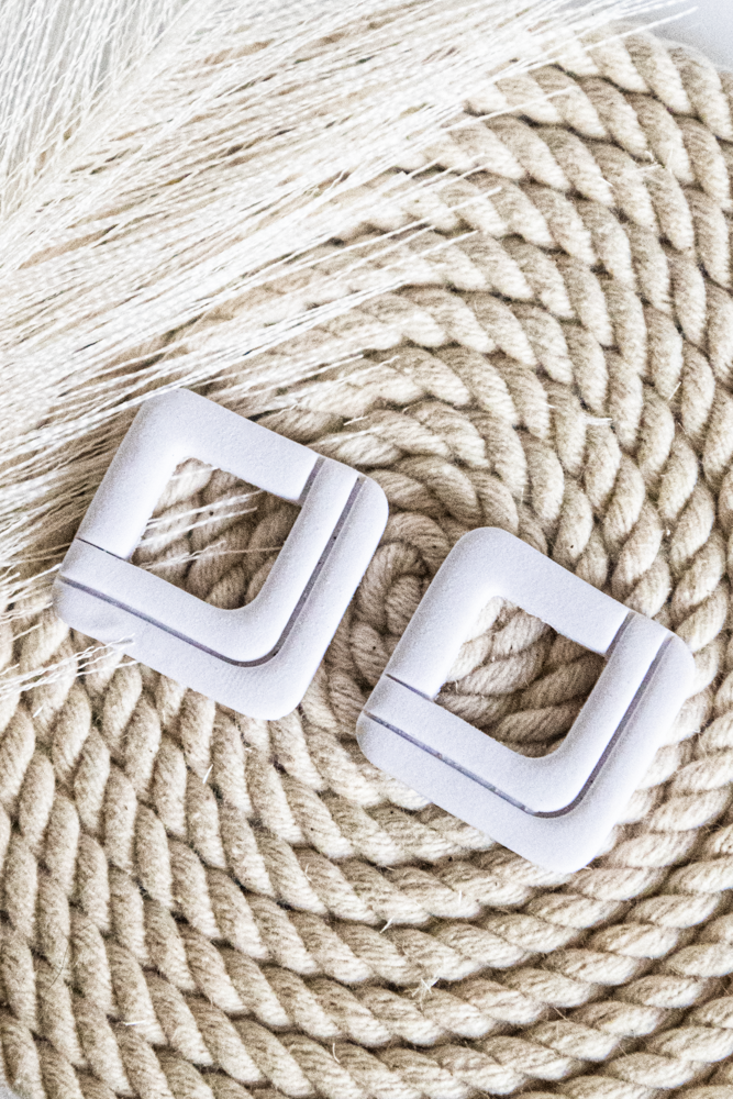 Thumbnail: purple pastel square polymer clay earring charms