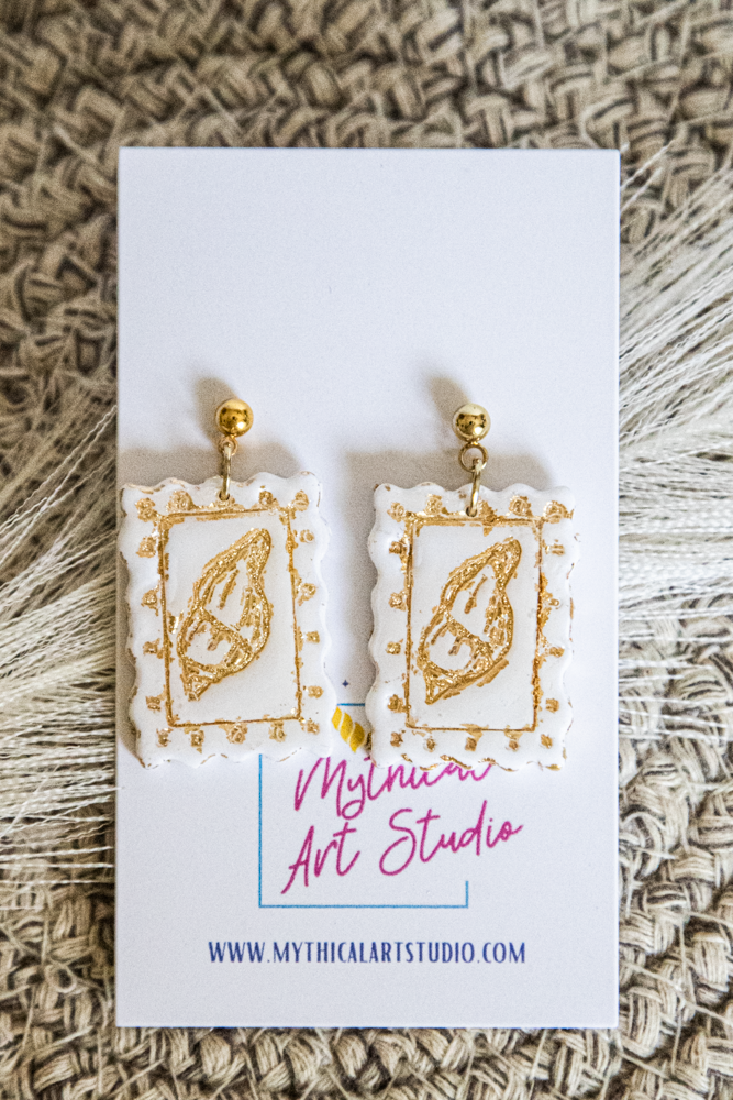 Golden Tide Shell Frame Dangles – Coastal Seashell Earrings