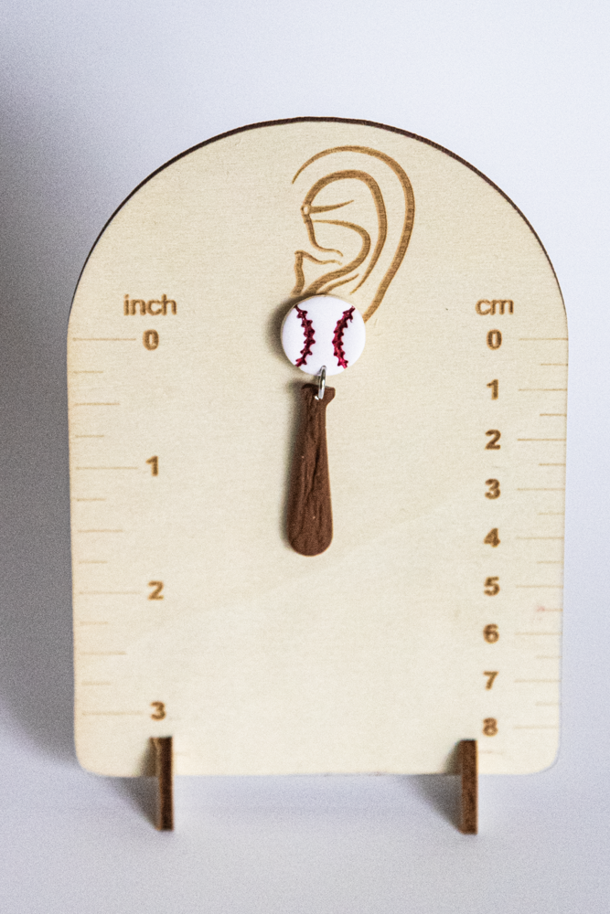 Thumbnail: Bat & Ball Dangles – Baseball or Softball Game Day Earrings