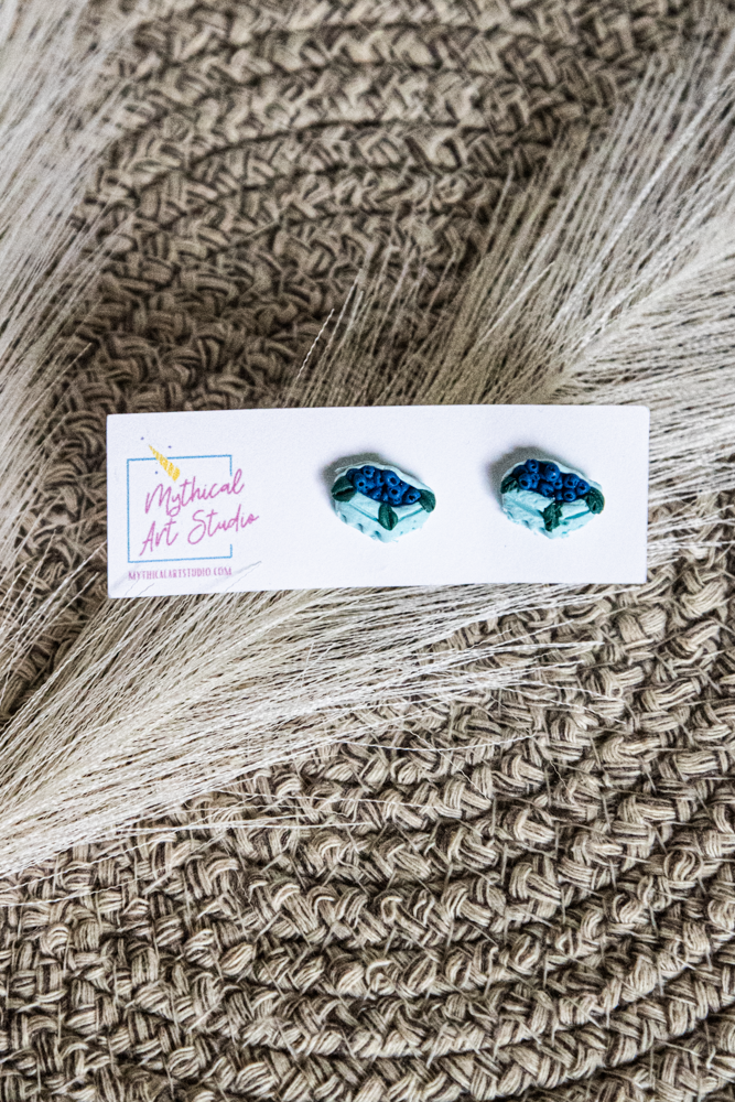 Blueberry Harvest Stud Earrings – Handmade Polymer Clay Berry Earrings
