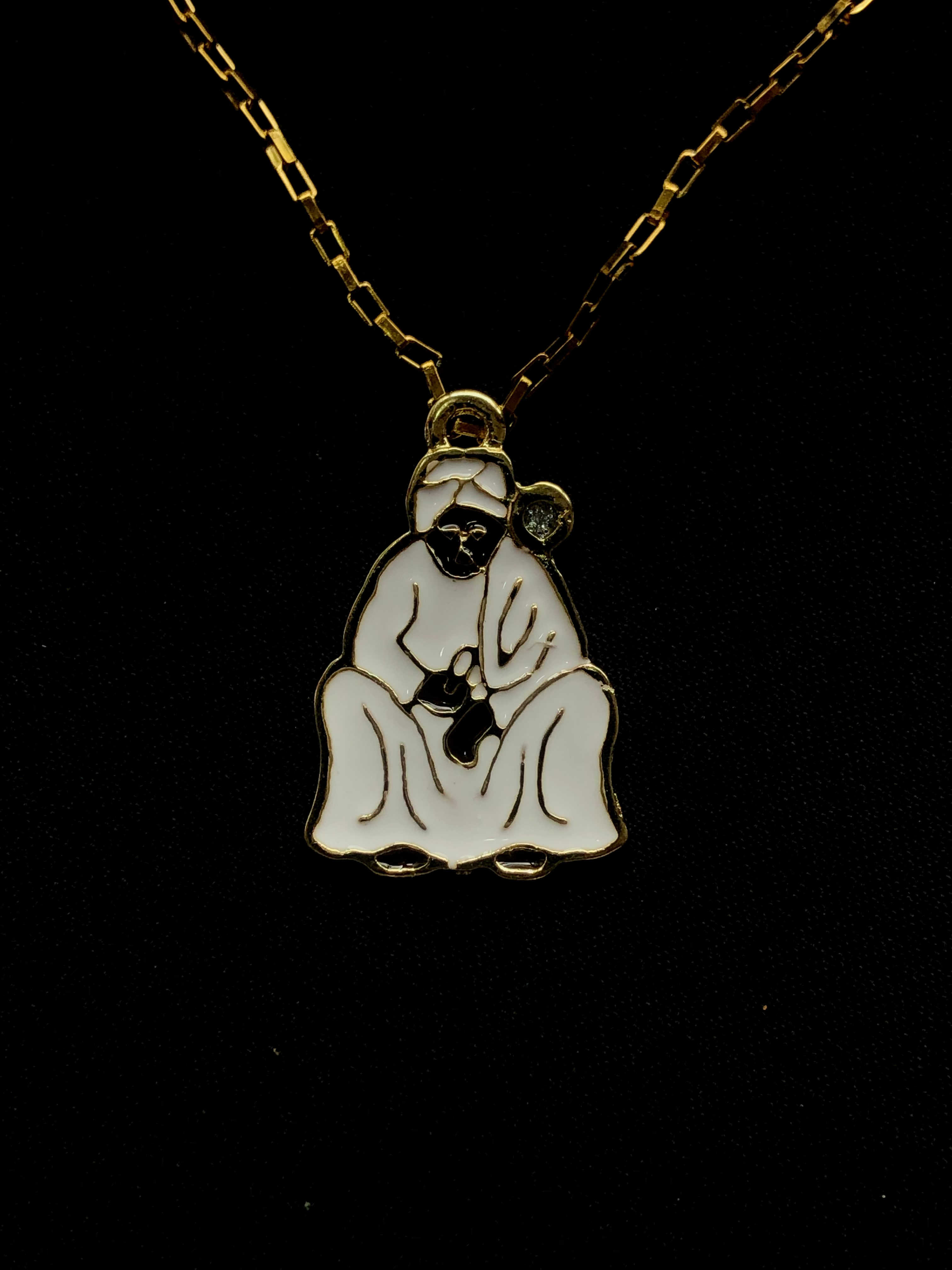 Pingente Preta Velha | Dourado, Preto e Branco - 3 cm