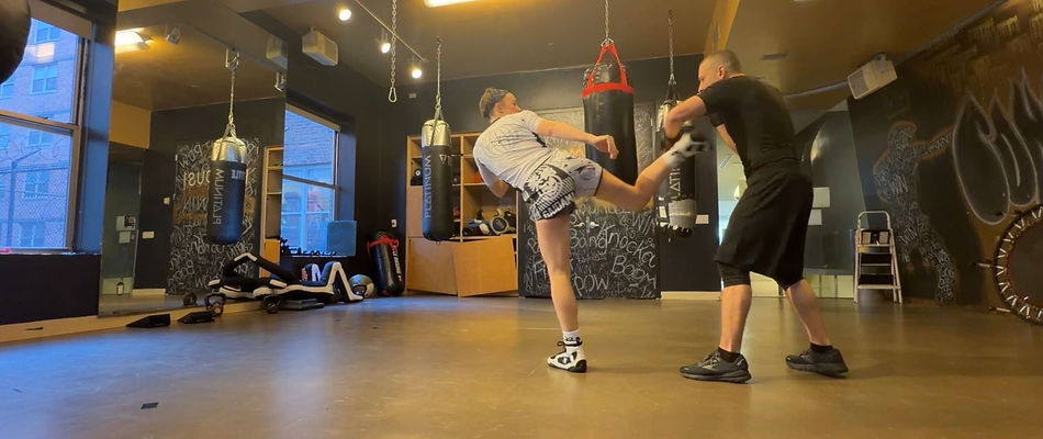 Krav Maga class with focus on kicks.
