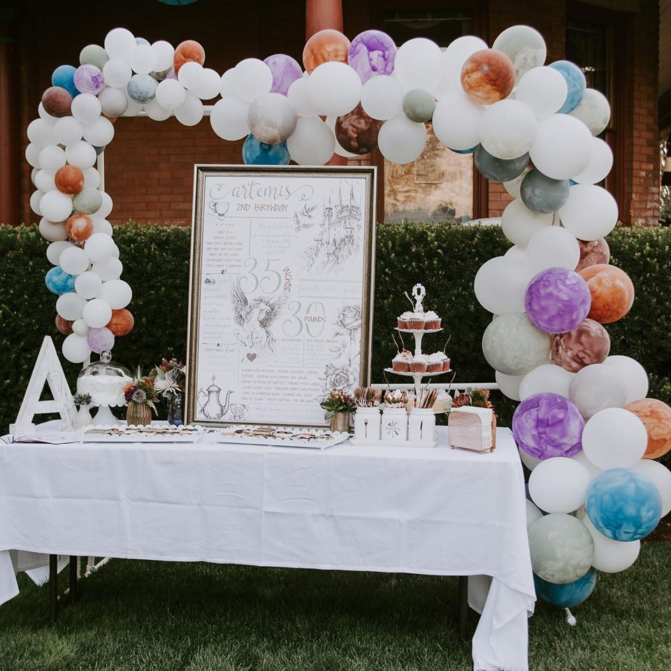 6 foot square organic balloon arch (6 custom watercolor balloons + arch rental)