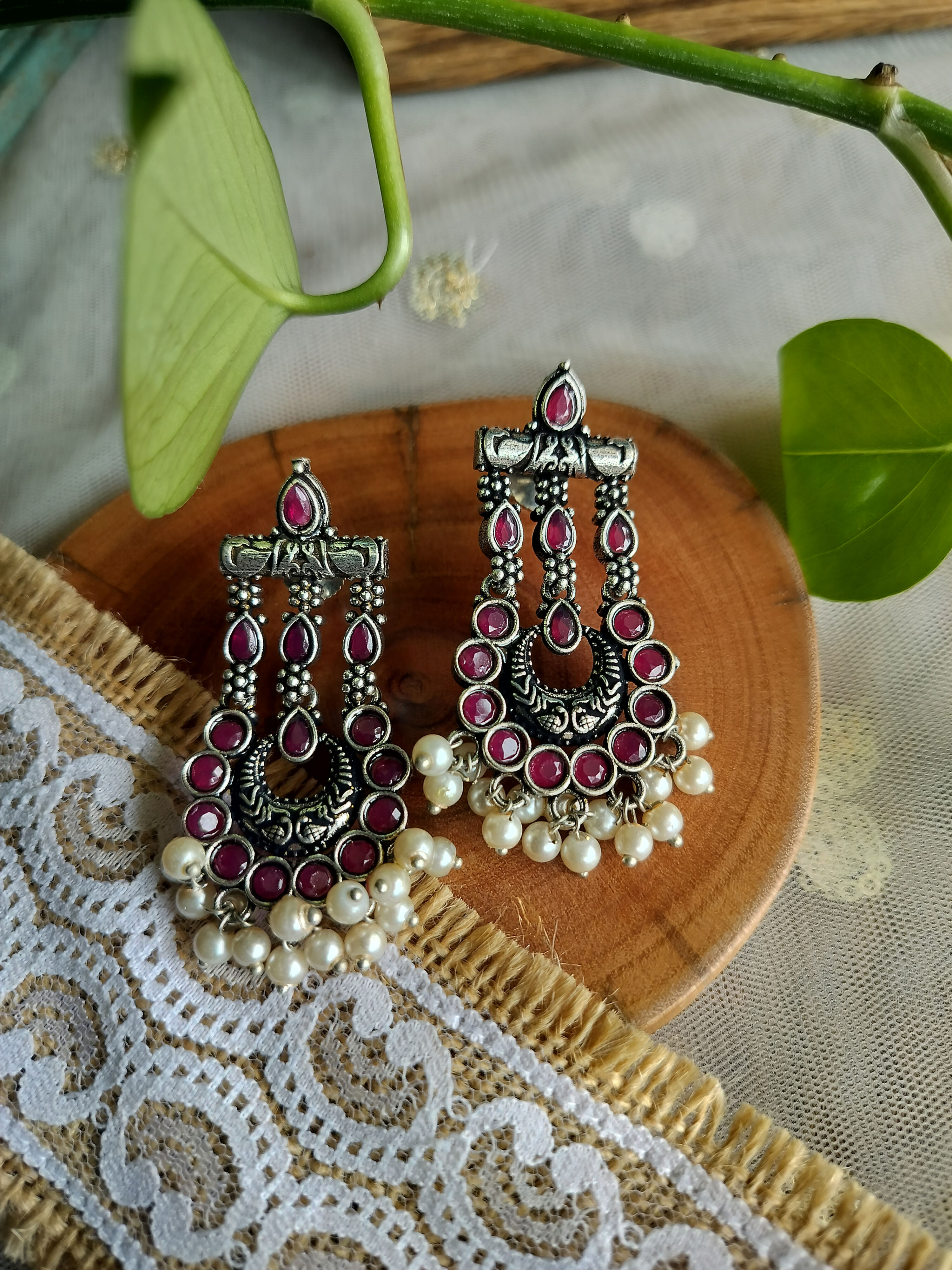 Suvidha Brass Oxidised Earrings