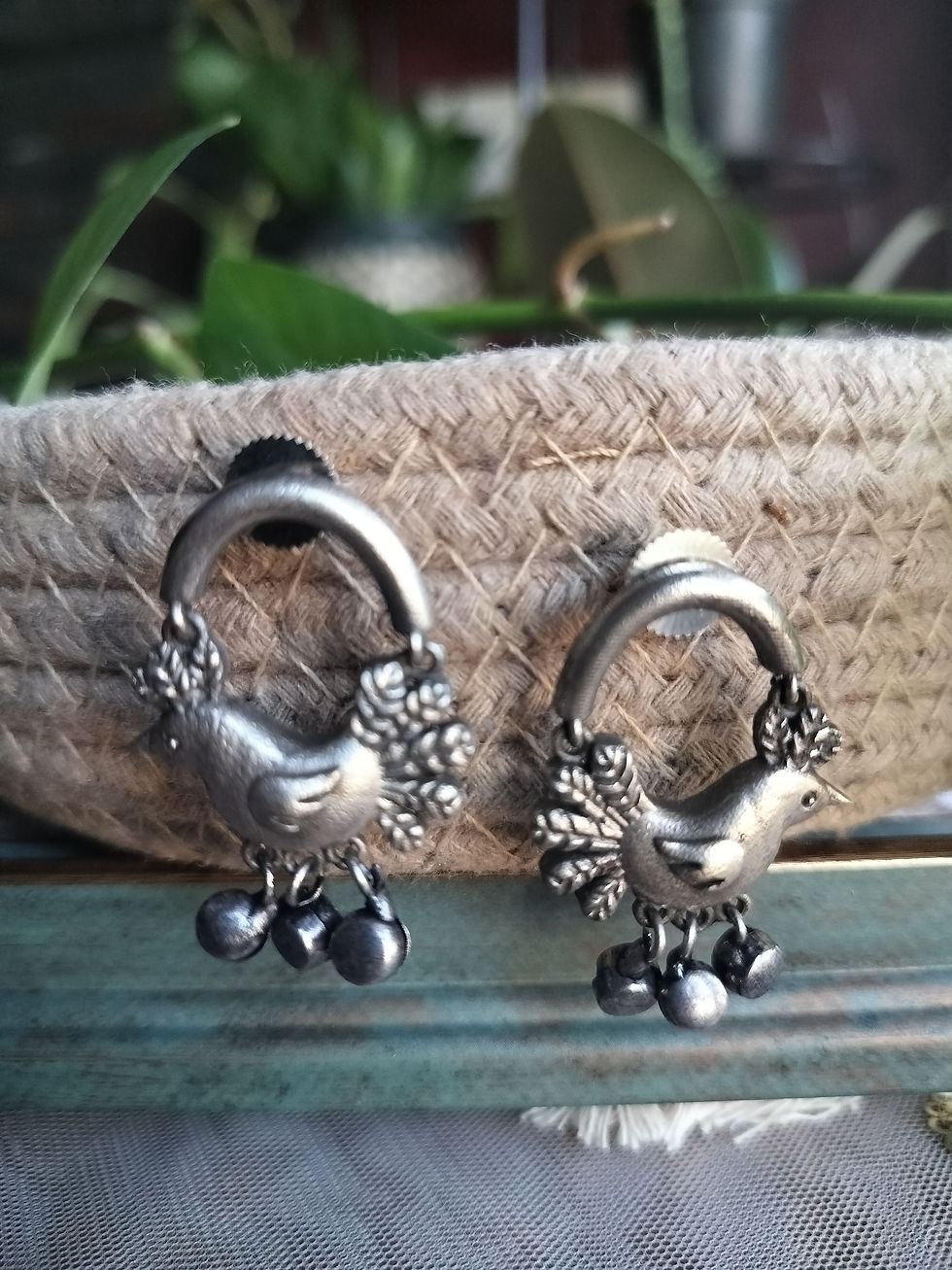 Thumbnail: Devangi Brass Silver Toned Earrings