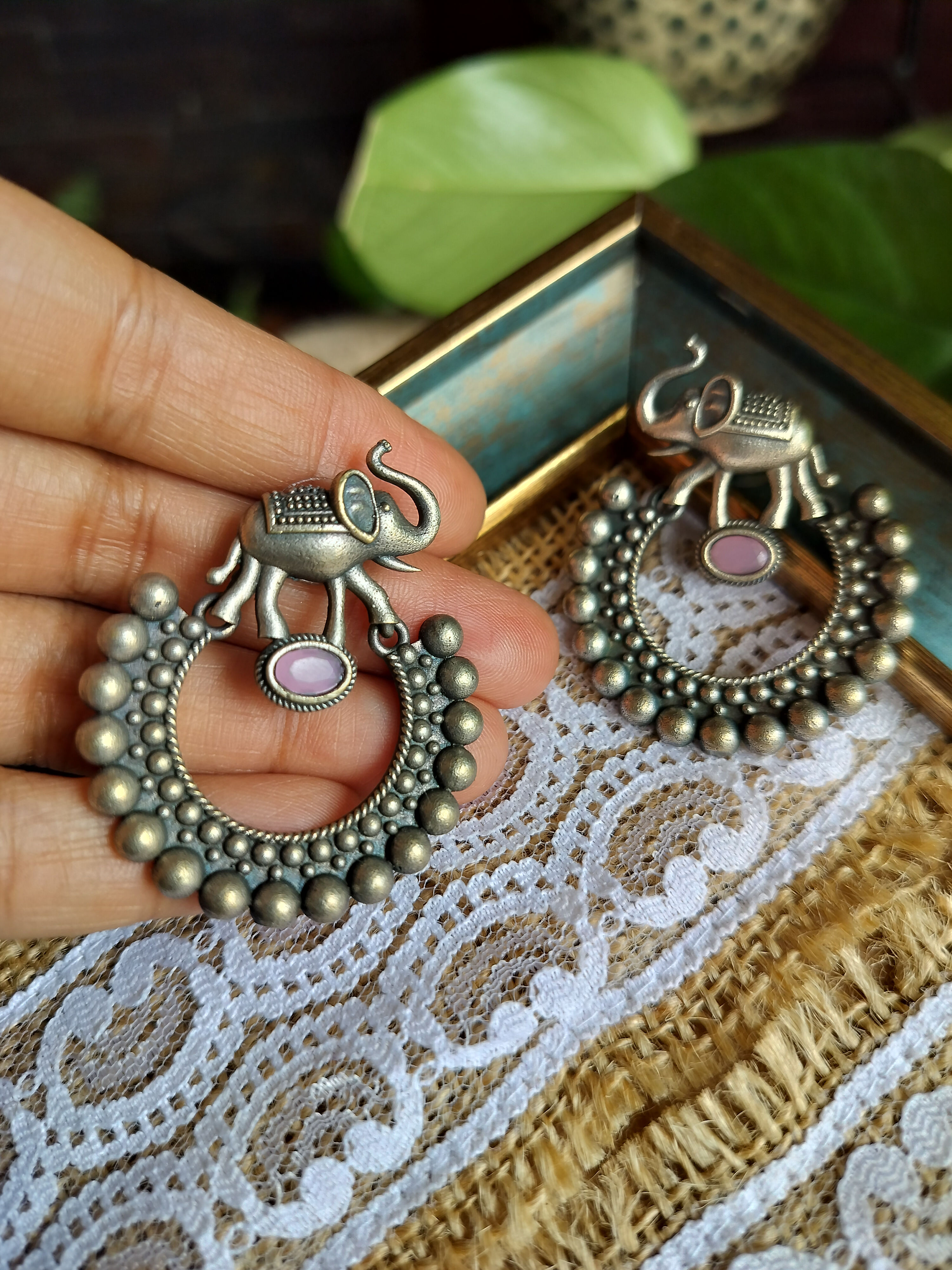 Rajahathi Oxidised Dangler