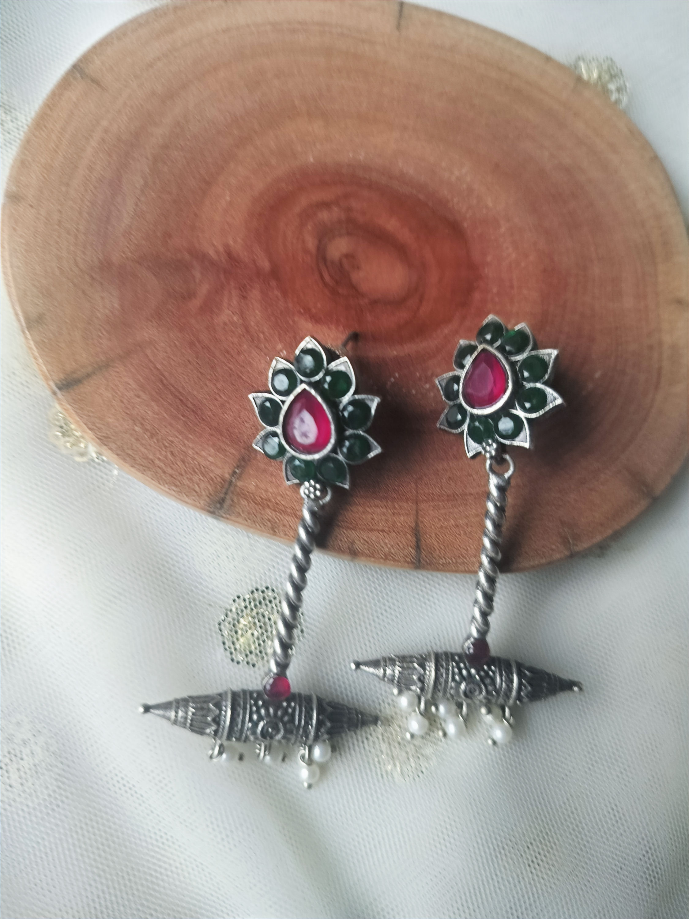 Taamara Brass Oxidise Dangler Earrings