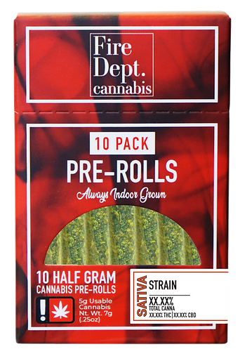 Fire Dept. Cannabis .5 Gram Preroll Pack in red packaging made in Oregon 