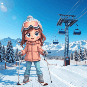 AI boys & girls skiing
