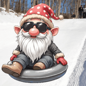 animated gnome snow tubing