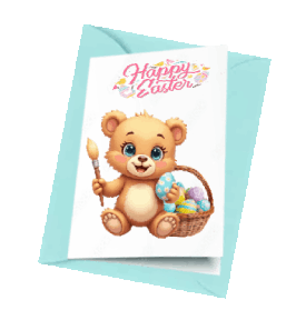 animated teddy bear Easter card