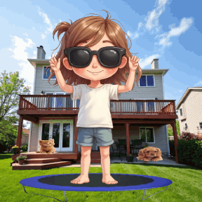 animated boys & girls jumping on a trampoline