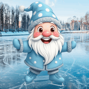 animatd gnome ice skating