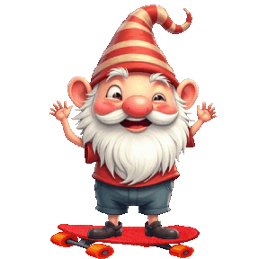 animated gnome skateboarding