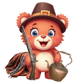 AI Generated Sticker - teddy bear pilgrim Thanksgiving