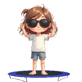 animated boys & girls jumping on a trampoline