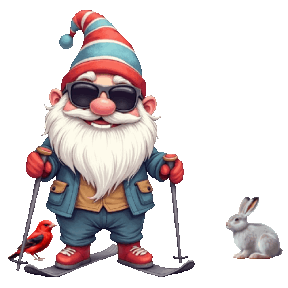 animated gnome cross country skiing