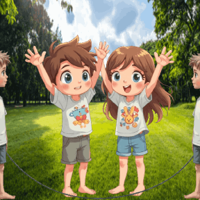 animated boys & girls double dutch jumping