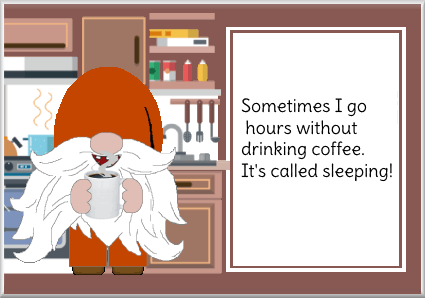 animated gnome coffee addict card