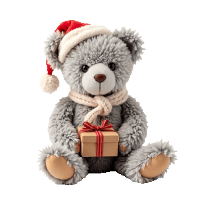 AI Generated Sticker - teddy bear holding Christmas present