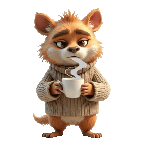 animated cute monster coffee lover