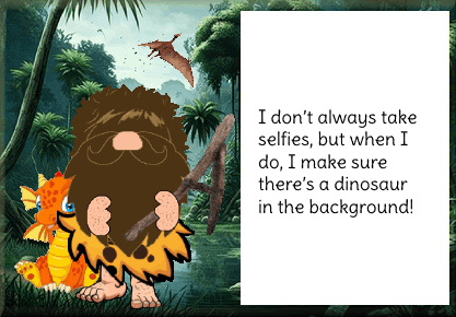 animated caveman & his friend card